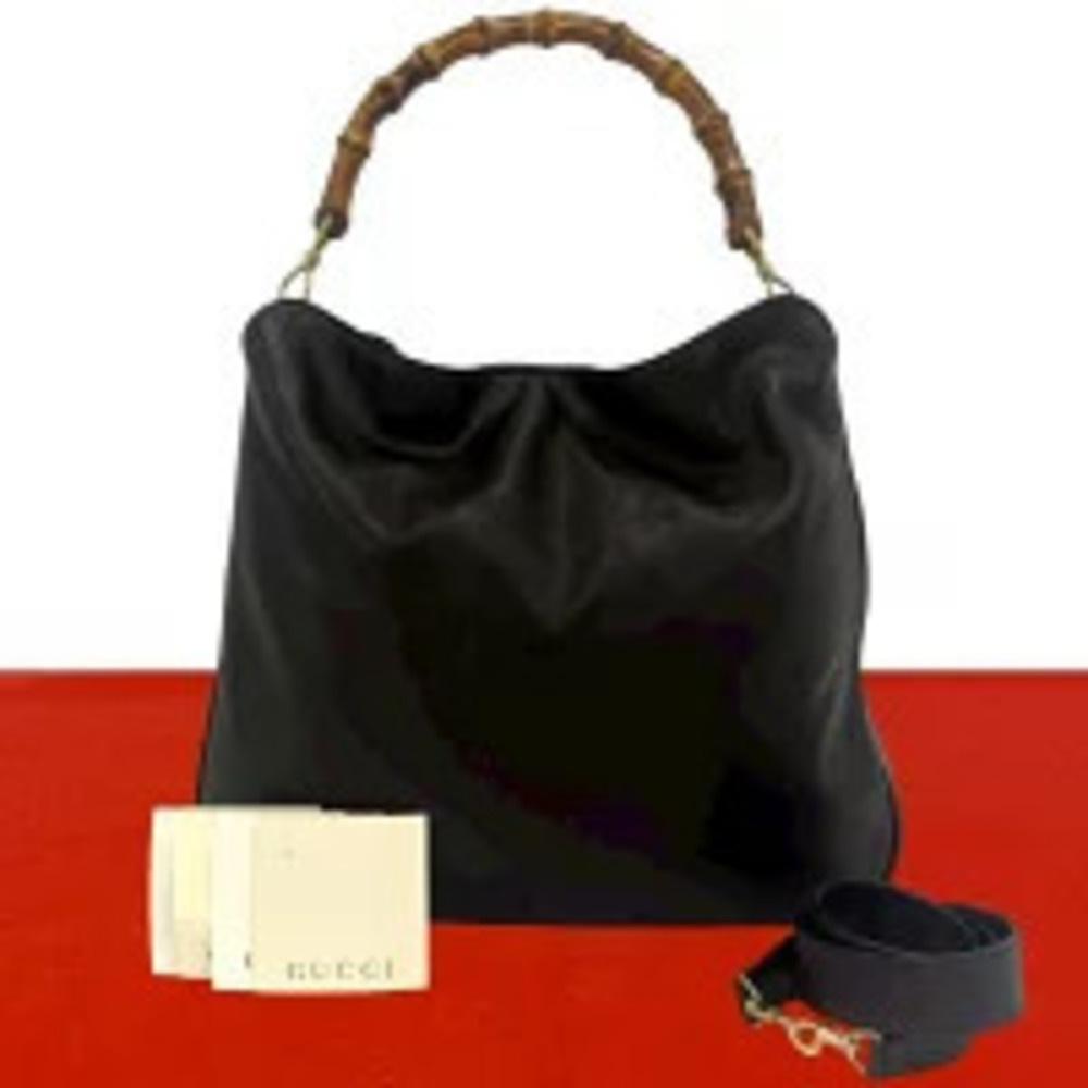 Gucci Bamboo Leather 2Way Tote Bag Brown
